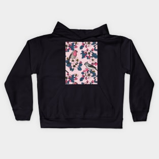 Birds and Blossoms on pink Kids Hoodie